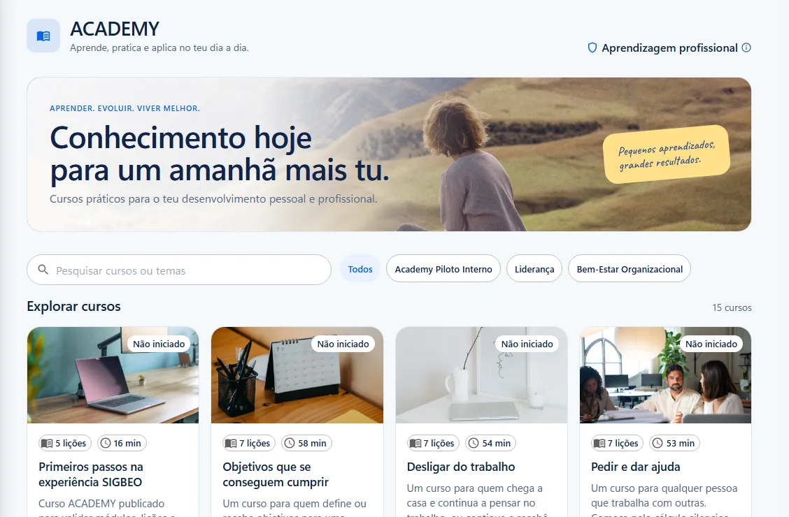 ACADEMY na área pessoal do mySIGBEO